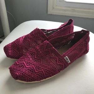 Plum Crochet Slip On Toms Shoes